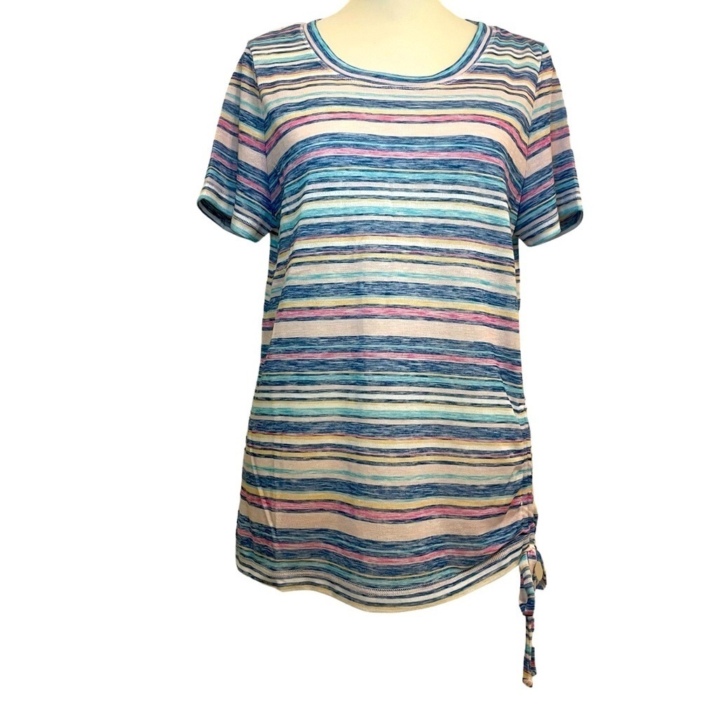 Christopher & Banks Multi Color Stripe Short Sleeve Shirt Size S